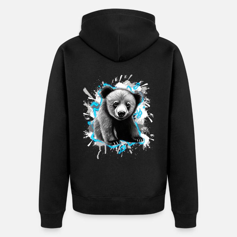 Bär - Unisex Premium Bio Zip Hoodie - Schwarz