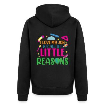 I Love My Job For All The Little Reasons - Unisex Premium Organic Zip Hoodie - black - Back - Nico (187cm)