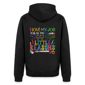 I Love My Job For All The Little Reasons - Unisex Premium Organic Zip Hoodie - black - Back - Nico (187cm)