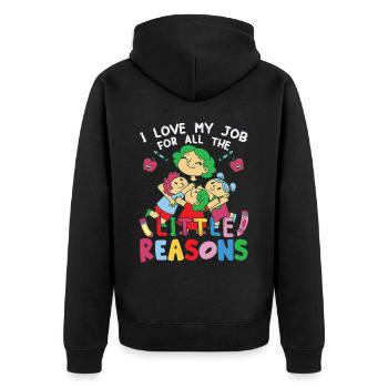 I Love My Job For All The Little Reasons - Unisex Premium Organic Zip Hoodie - black - Back - Nico (187cm)