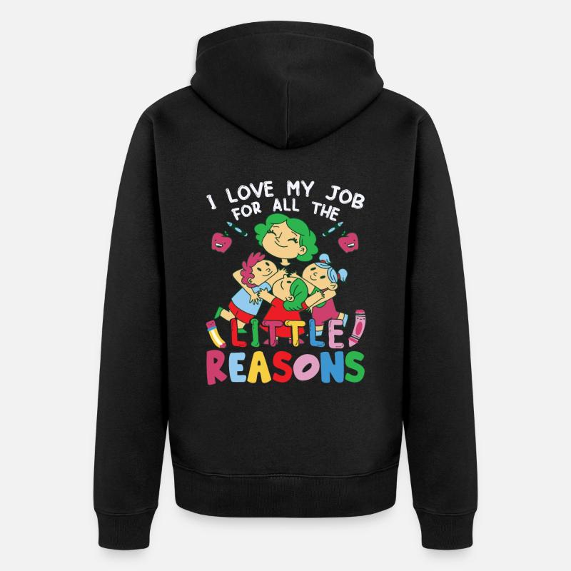 J’aime mon travail pour toutes les petites raisons - Veste à capuche bio Premium Unisexe - noir
