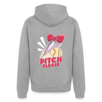 Softball lustig - Unisex Premium Bio Zip Hoodie - Grau meliert - Hinten - Nico (187cm)