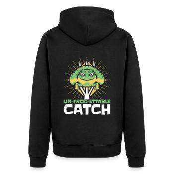 Un Frog Ettable Catch Kaulquappe Laubfrosch - Unisex Premium Bio Zip Hoodie - Schwarz - Hinten - Nico (187cm)