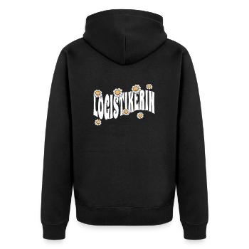 Logistik niedliche Blumen Logistikerin - Unisex Premium Bio Zip Hoodie - Schwarz - Hinten - Nico (187cm)