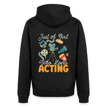 Theaterprobe Darsteller Künstler Schauspielerin Schauspieler - Unisex Premium Bio Zip Hoodie - Schwarz - Hinten - Nico (187cm)