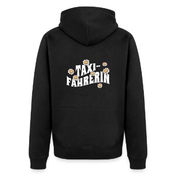 Taxi-Fahrer niedliche Blumen Taxifahrerin - Unisex Premium Bio Zip Hoodie - Schwarz - Hinten - Nico (187cm)