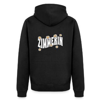 Zimmerer niedliche Blumen Zimmerin - Unisex Premium Bio Zip Hoodie - Schwarz - Hinten - Nico (187cm)