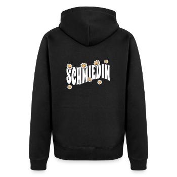Schmied niedliche Blumen Handwerker Schmiedin - Unisex Premium Bio Zip Hoodie - Schwarz - Hinten - Nico (187cm)