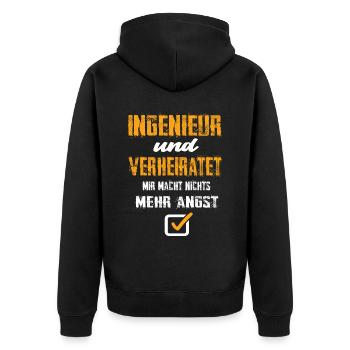 Ingenieur und Verheiratet - Unisex Premium Bio Zip Hoodie - Schwarz - Hinten - Nico (187cm)