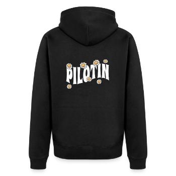 Flugzeug niedliche Blumen Pilotin - Unisex Premium Bio Zip Hoodie - Schwarz - Hinten - Nico (187cm)