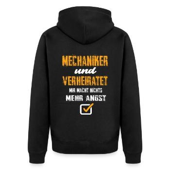Mechaniker und Verheiratet - Unisex Premium Bio Zip Hoodie - Schwarz - Hinten - Nico (187cm)