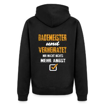 Bademeister und Verheiratet - Unisex Premium Bio Zip Hoodie - Schwarz - Hinten - Nico (187cm)