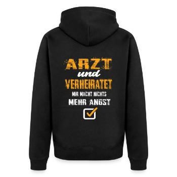 Arzt und Verheiratet - Unisex Premium Bio Zip Hoodie - Schwarz - Hinten - Nico (187cm)
