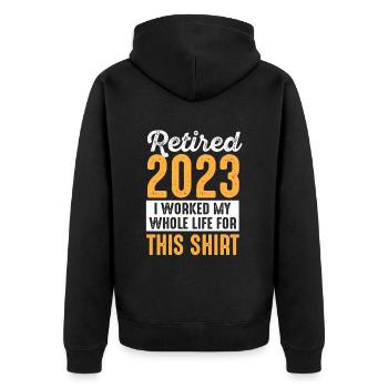 Retirement 2023 Lifelong work Retirement - Unisex Premium Organic Zip Hoodie - black - Back - Nico (187cm)