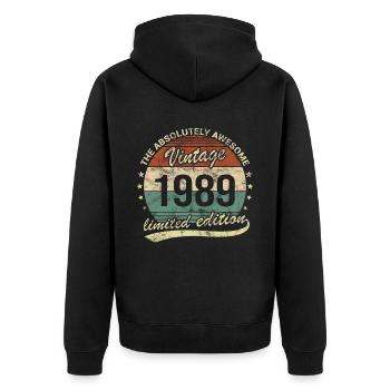 Génial depuis le design d’anniversaire rétro vintage 1989 - Veste à capuche bio Premium Unisexe - noir - Dos - Nico (187cm)