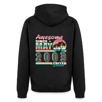 2003 Jahr Geburtstag Legendär seit Mai 2003 - Unisex Premium Bio Zip Hoodie - Schwarz - Hinten - Nico (187cm)
