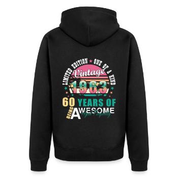 Awesome Since 1963 Birthday 1963 Vintage 1963 - Unisex Premium Organic Zip Hoodie - black - Back - Nico (187cm)