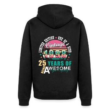 Vintage 1998 98 Birthday Retro vintage gift - Unisex Premium Organic Zip Hoodie - black - Back - Nico (187cm)