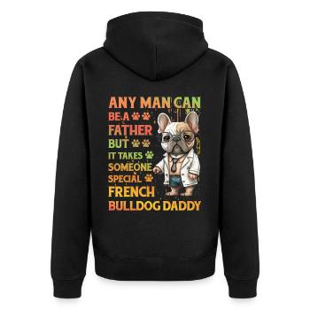 Bouledogue français Daddy Drôle de dicton - Veste à capuche bio Premium Unisexe - noir - Dos - Nico (187cm)