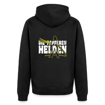 Feuerwehr Tapfere Helden - Unisex Premium Bio Zip Hoodie - Schwarz - Hinten - Nico (187cm)