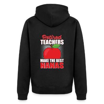 Retired Teacher Nana Retirement Life Men - Unisex Premium Organic Zip Hoodie - black - Back - Nico (187cm)