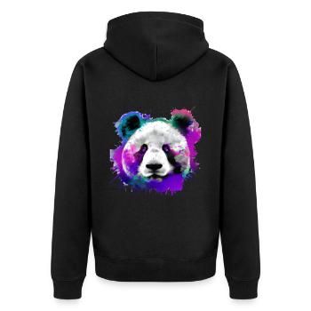 Colorful panda with splashes - Unisex Premium Organic Zip Hoodie - black - Back - Nico (187cm)