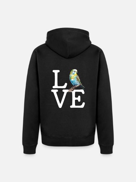 budgerigar parakeet, budgie - Unisex Premium Organic Zip Hoodie - black