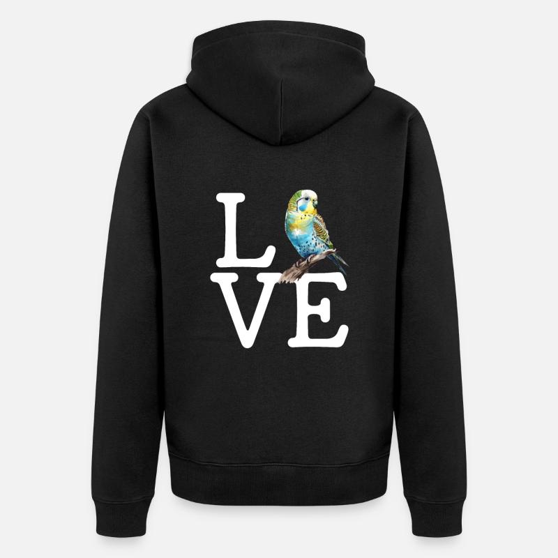 budgerigar parakeet, Budgie - Unisex Premium Bio Zip Hoodie - Schwarz