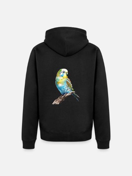 budgerigar parakeet, budgie - Unisex Premium Organic Zip Hoodie - black