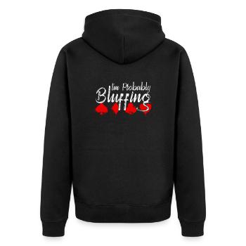 Ich bluffe wahrscheinlich - Lustige - Unisex Premium Bio Zip Hoodie - Schwarz - Hinten - Nico (187cm)