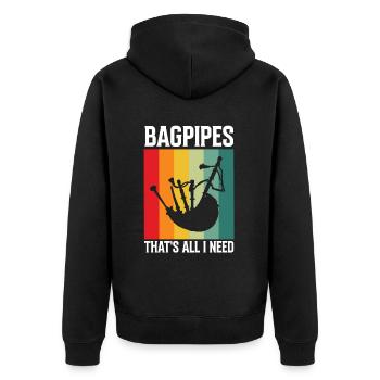 Bagpipes for pipers and Scots - Unisex Premium Organic Zip Hoodie - black - Back - Nico (187cm)