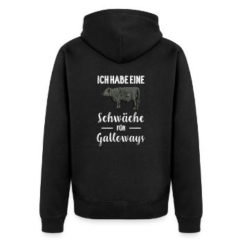 Galloway Rind I Schottland Rinderzucht für - Unisex Premium Bio Zip Hoodie - Schwarz - Hinten - Nico (187cm)