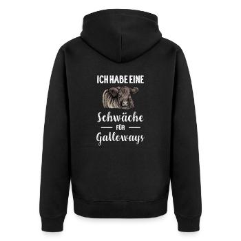 Galloway Rind I Schottland Rinderzucht für - Unisex Premium Bio Zip Hoodie - Schwarz - Hinten - Nico (187cm)