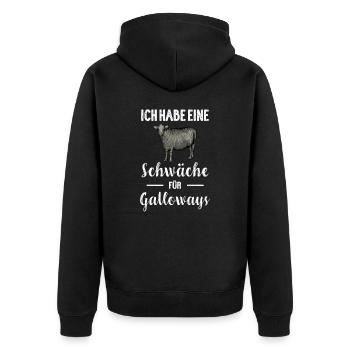 Galloway Rind I Schottland Rinderzucht für - Unisex Premium Bio Zip Hoodie - Schwarz - Hinten - Nico (187cm)