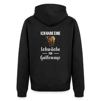 Galloway Rind I Schottland Rinderzucht für - Unisex Premium Bio Zip Hoodie - Schwarz - Hinten - Nico (187cm)