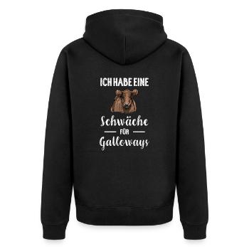 Galloway Rind I Schottland Rinderzucht für - Unisex Premium Bio Zip Hoodie - Schwarz - Hinten - Nico (187cm)