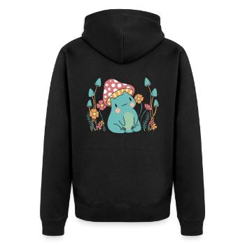 Cottagecore Champignon Esthétique Conservation de la nature - Veste à capuche bio Premium Unisexe - noir - Dos - Nico (187cm)