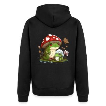 Cottagecore Champignon Esthétique Conservation de la nature - Veste à capuche bio Premium Unisexe - noir - Dos - Nico (187cm)