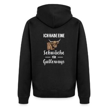 Galloway Rind I Schottland Rinderzucht für - Unisex Premium Bio Zip Hoodie - Schwarz - Hinten - Nico (187cm)