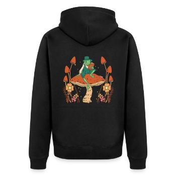 Cottagecore Champignon Esthétique Conservation de la nature - Veste à capuche bio Premium Unisexe - noir - Dos - Nico (187cm)