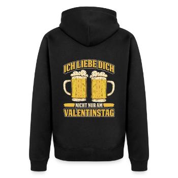 Ich Liebe Dich Nicht Nur Am Valentinstag - Unisex Premium Bio Zip Hoodie - Schwarz - Hinten - Nico (187cm)