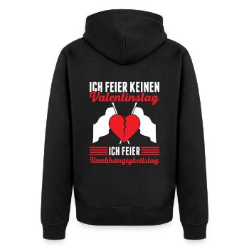 Ich Feier Keinen Valentinstag Unabhängigkeitstag - Unisex Premium Bio Zip Hoodie - Schwarz - Hinten - Nico (187cm)