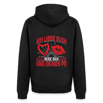 Ich Liebe Euch Beide Dich Und Deinen Po - Unisex Premium Bio Zip Hoodie - Schwarz - Hinten - Nico (187cm)
