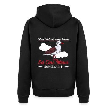 Mein Valentinstag Motto Sei Eine Möwe Scheiß Drauf - Unisex Premium Bio Zip Hoodie - Schwarz - Hinten - Nico (187cm)