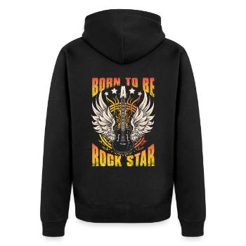 Né pour être une rock star - Veste à capuche bio Premium Unisexe - noir - Dos - Nico (187cm)