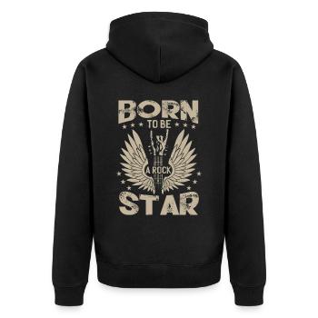 Geboren, um ein zu werden - Unisex Premium Bio Zip Hoodie - Schwarz - Hinten - Nico (187cm)