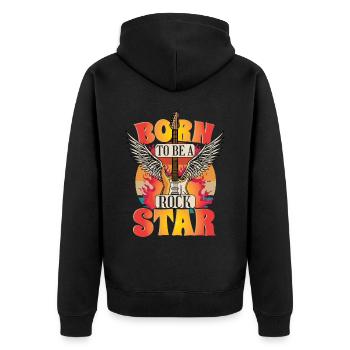 Né pour être une rock star - Veste à capuche bio Premium Unisexe - noir - Dos - Nico (187cm)