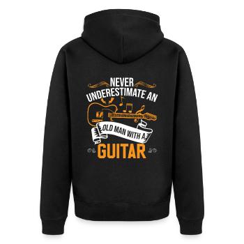 Unterschätze niemals einen alten Mann mit einer Gitarre - Unisex Premium Bio Zip Hoodie - Schwarz - Hinten - Nico (187cm)