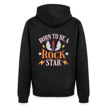 Geboren, um ein zu werden - Unisex Premium Bio Zip Hoodie - Schwarz - Hinten - Nico (187cm)