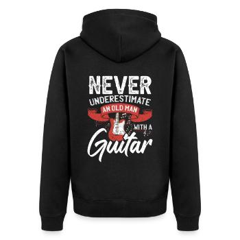 Unterschätze niemals einen alten Mann mit einer Gitarre - Unisex Premium Bio Zip Hoodie - Schwarz - Hinten - Nico (187cm)